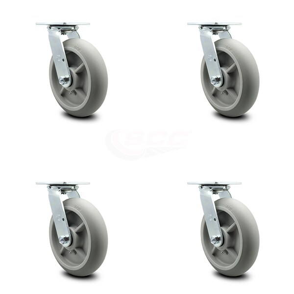 Lavex Lodging Housekeeping Cart Caster Set - 4 Swivel No Brake -